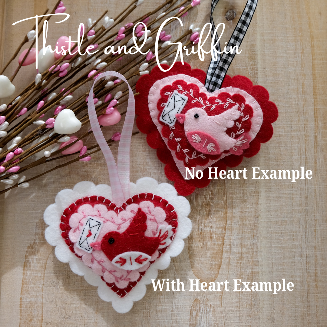 Wool Felt Valentine Bird Ornament