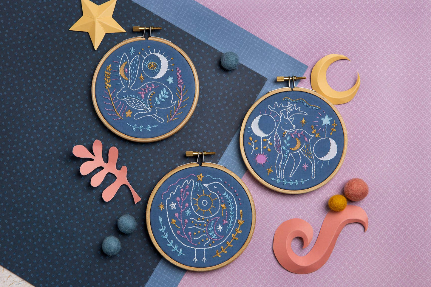 Celestial Hare Mini Embroidery Kit | Complete Craft Kit for Beginners