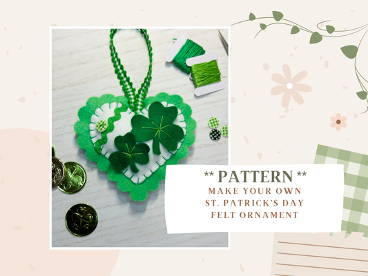 Wool Felt St Patrick’s Day Shamrock Heart Ornament