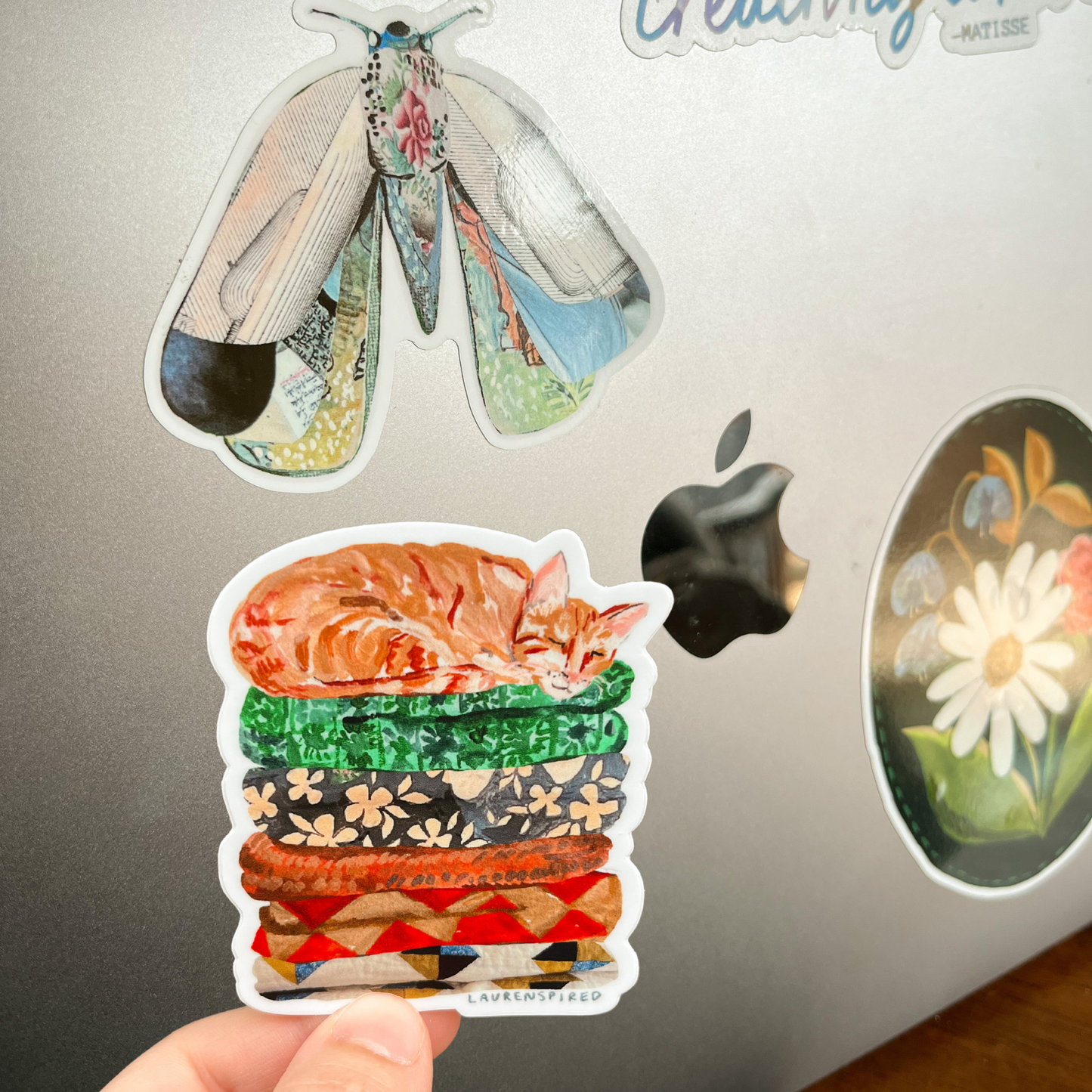 Cute Orange Cat Quilting Vinyl Sticker