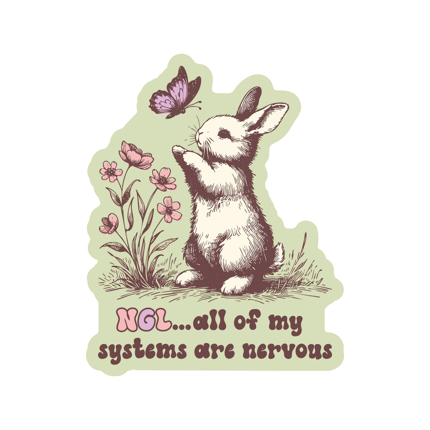 Cute Funny Bunny Rabbit Anxiety High Quality Vinyl Sticker