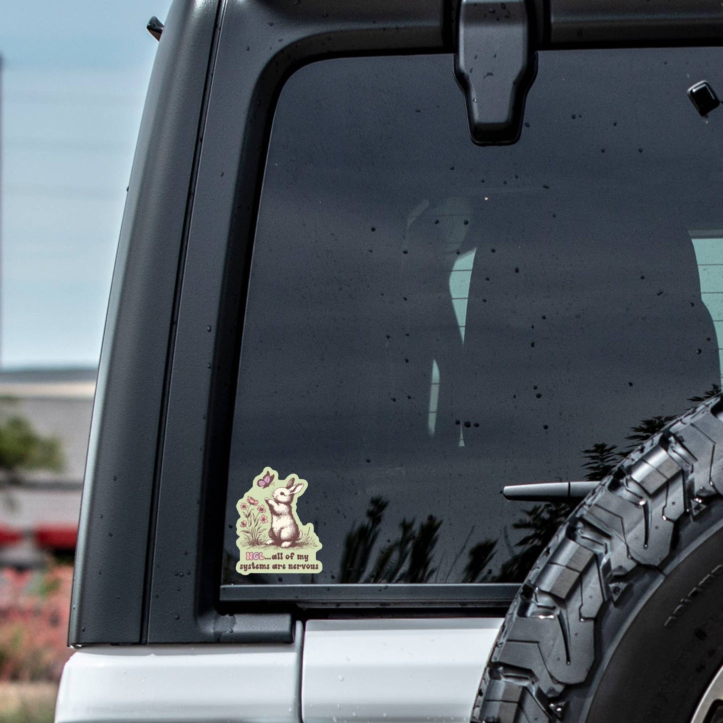 Cute Funny Bunny Rabbit Anxiety High Quality Vinyl Sticker