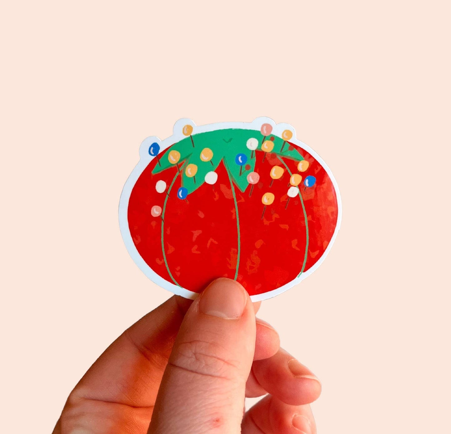 Red Pin Cushion Vinyl Stickers