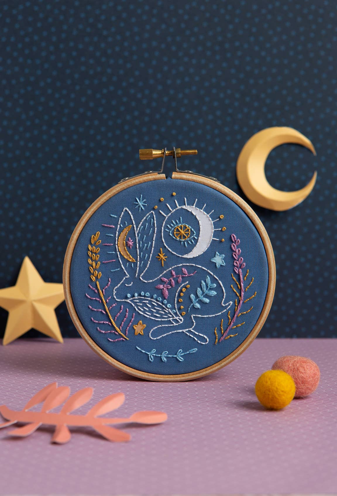 Celestial Hare Mini Embroidery Kit | Complete Craft Kit for Beginners