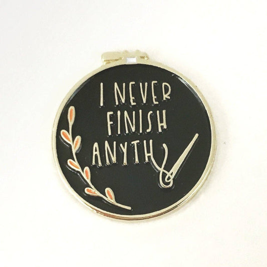 Small Black "I Never Finish Anything" Needle Minder