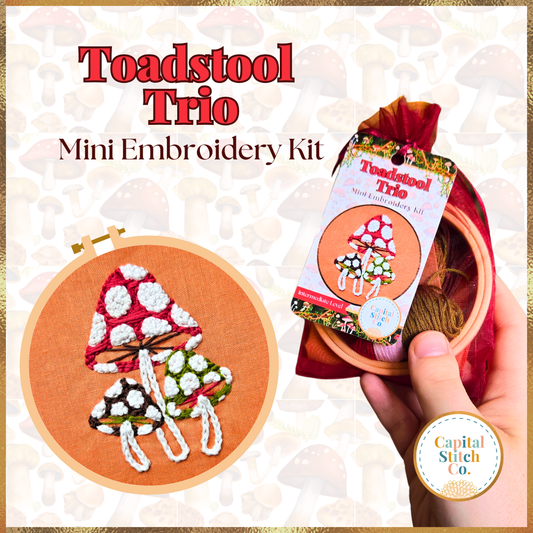 Toadstool Trio Mini Embroidery Kit