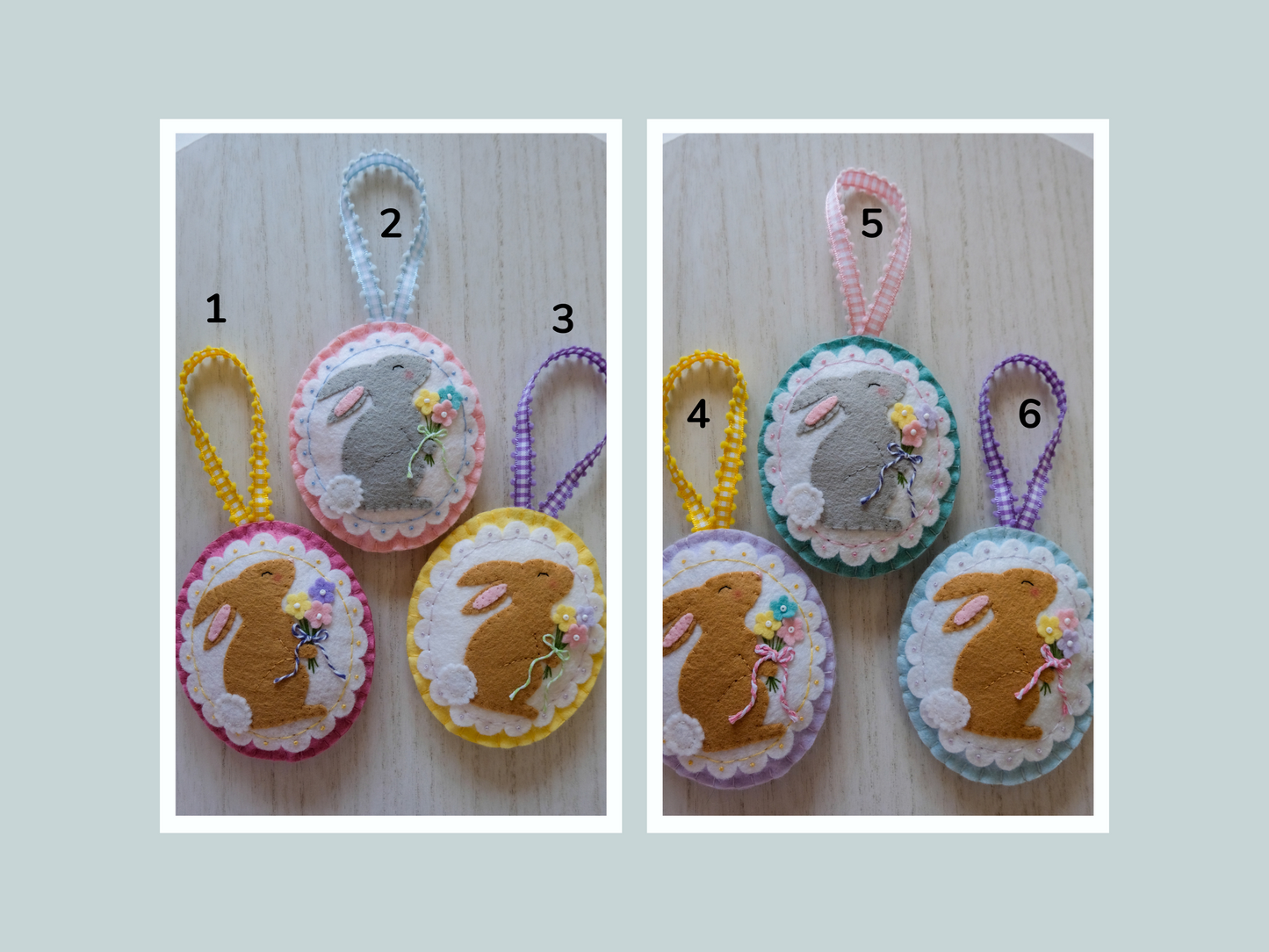 Wool Felt Bouquet Bunny Easter Ornament