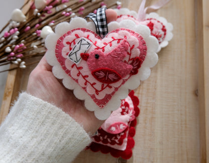 Wool Felt Valentine Bird Ornament
