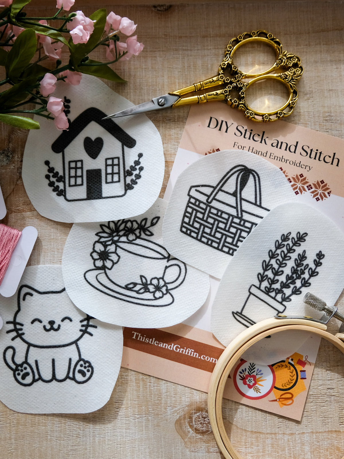 Cottagecore DIY Stick and Stitch Embroidery Stickers