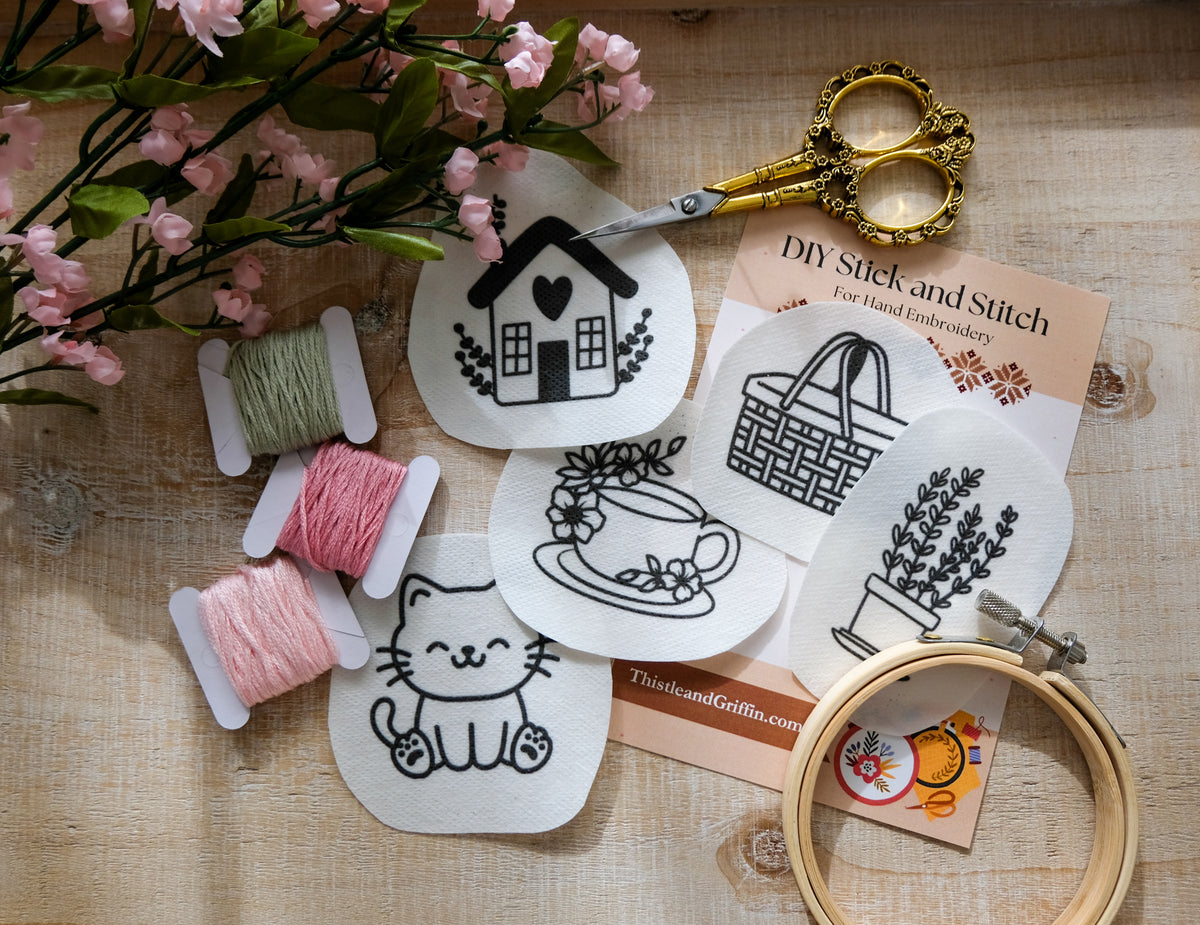 Cottagecore DIY Stick and Stitch Embroidery Stickers