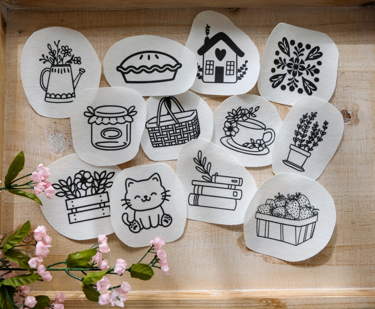 Cottagecore DIY Stick and Stitch Embroidery Stickers