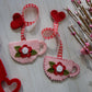 Teacup Wool Felt Valentine Bookmark Flower and Heart
