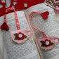 Teacup Wool Felt Valentine Bookmark Flower and Heart
