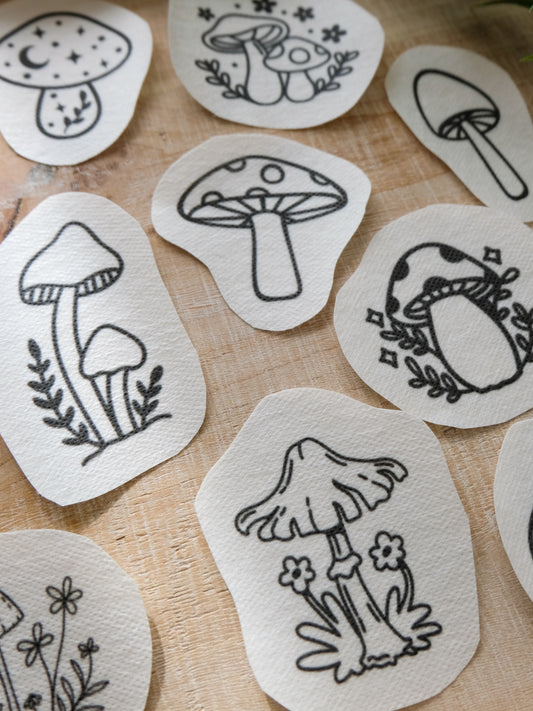 Mushrooms DIY Stick and Stitch Embroidery Stickers