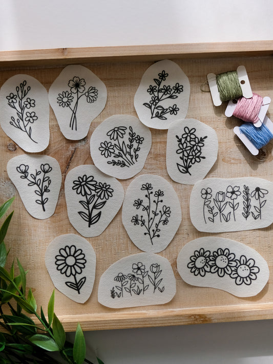 Florals DIY Stick and Stitch Embroidery Stickers