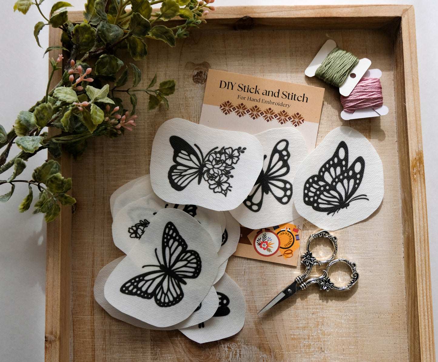 Butterflies and Moths DIY Stick and Stitch Embroidery Stickers