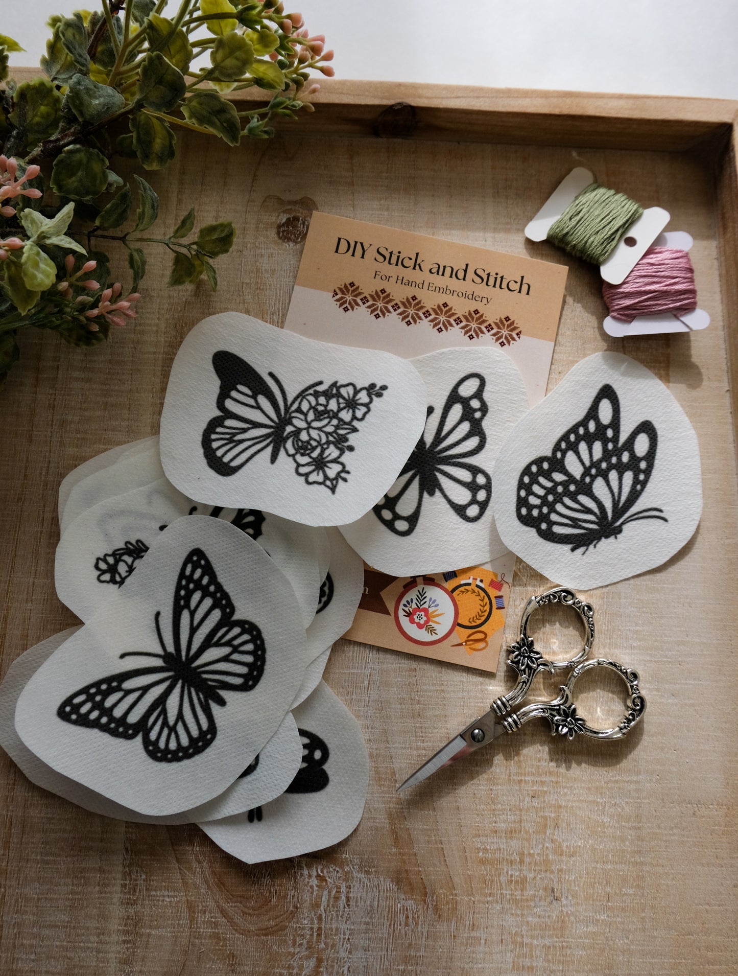 Butterflies and Moths DIY Stick and Stitch Embroidery Stickers