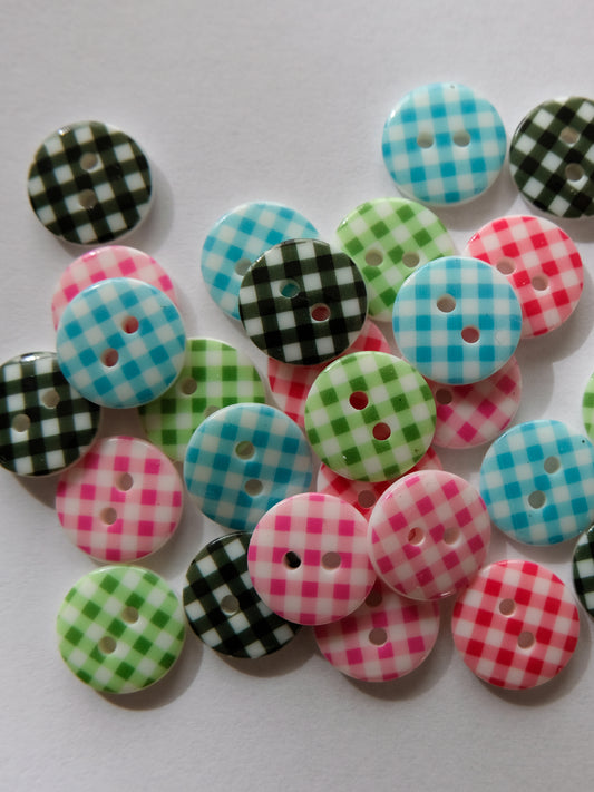 Gingham Buttons 12mm