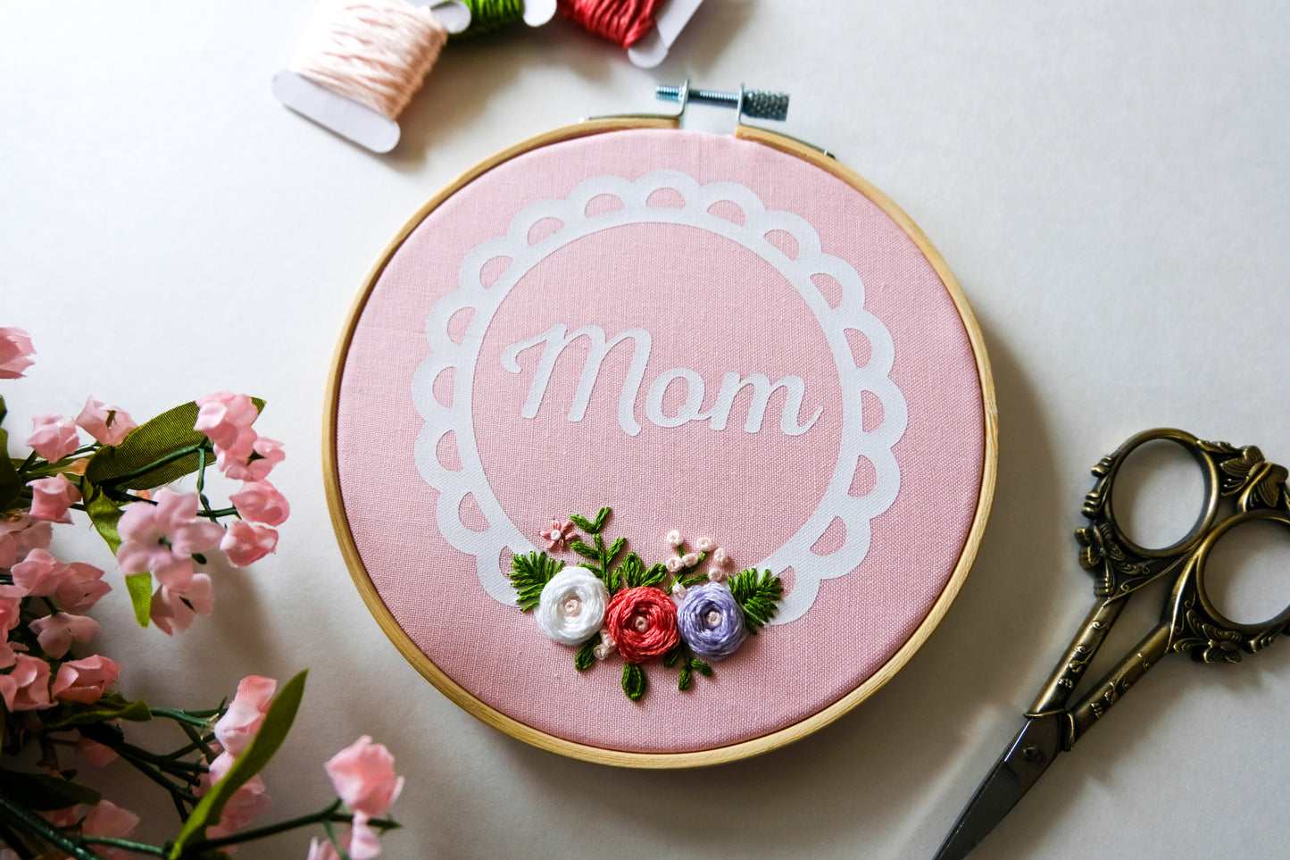 Mom Floral Embroidery Hoop