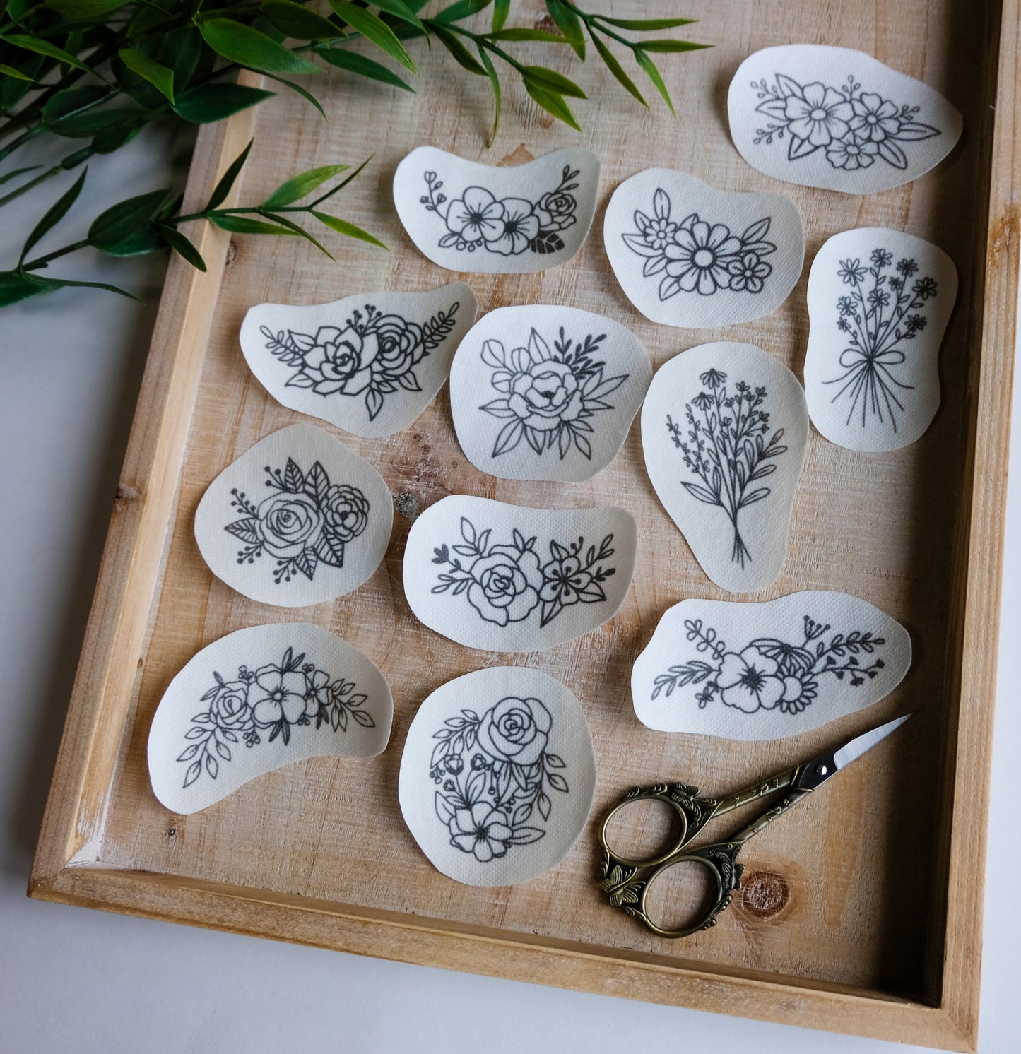 DIY Stick and Stitch Flower Bunches Embroidery Stickers