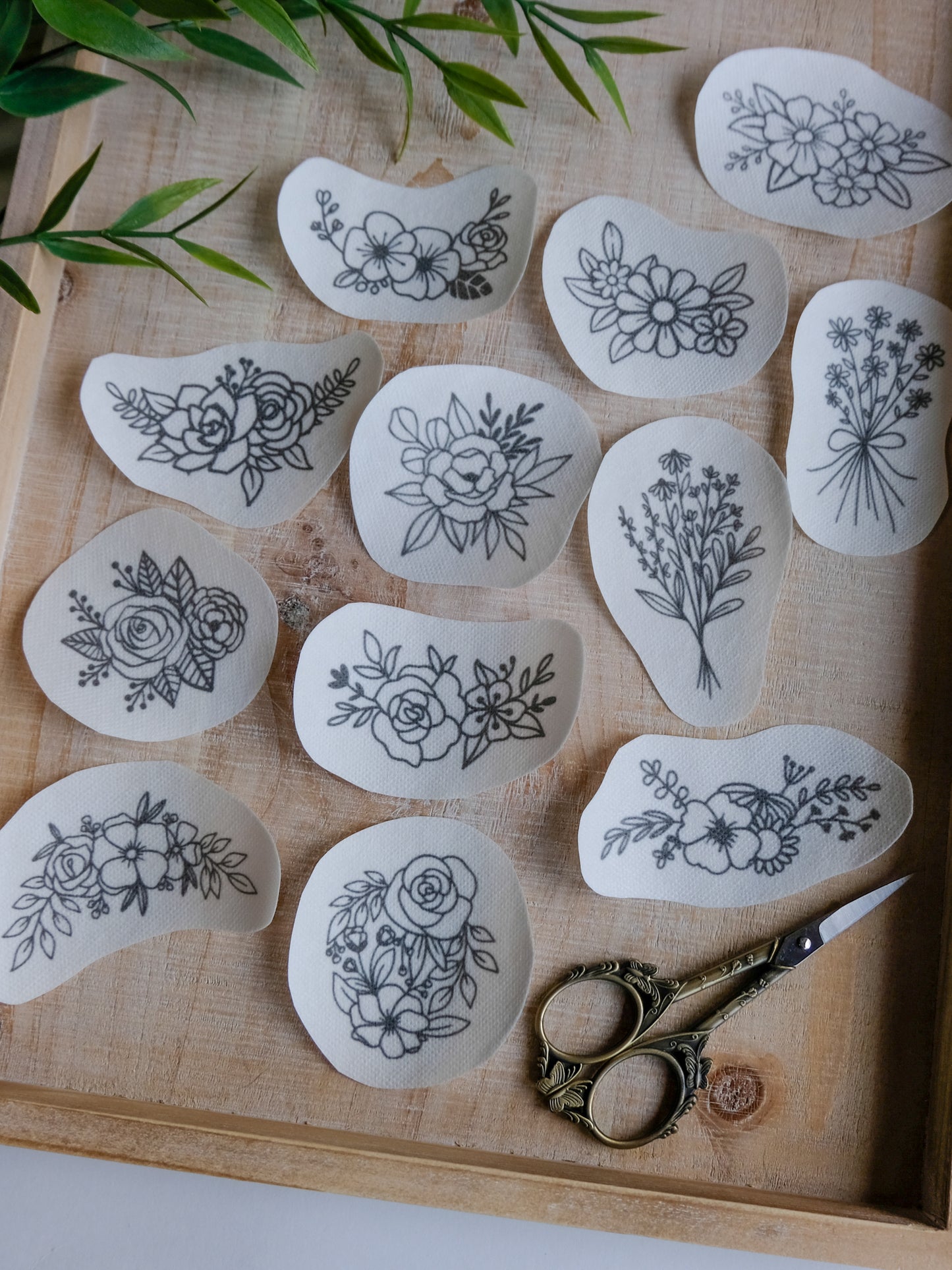 DIY Stick and Stitch Flower Bunches Embroidery Stickers