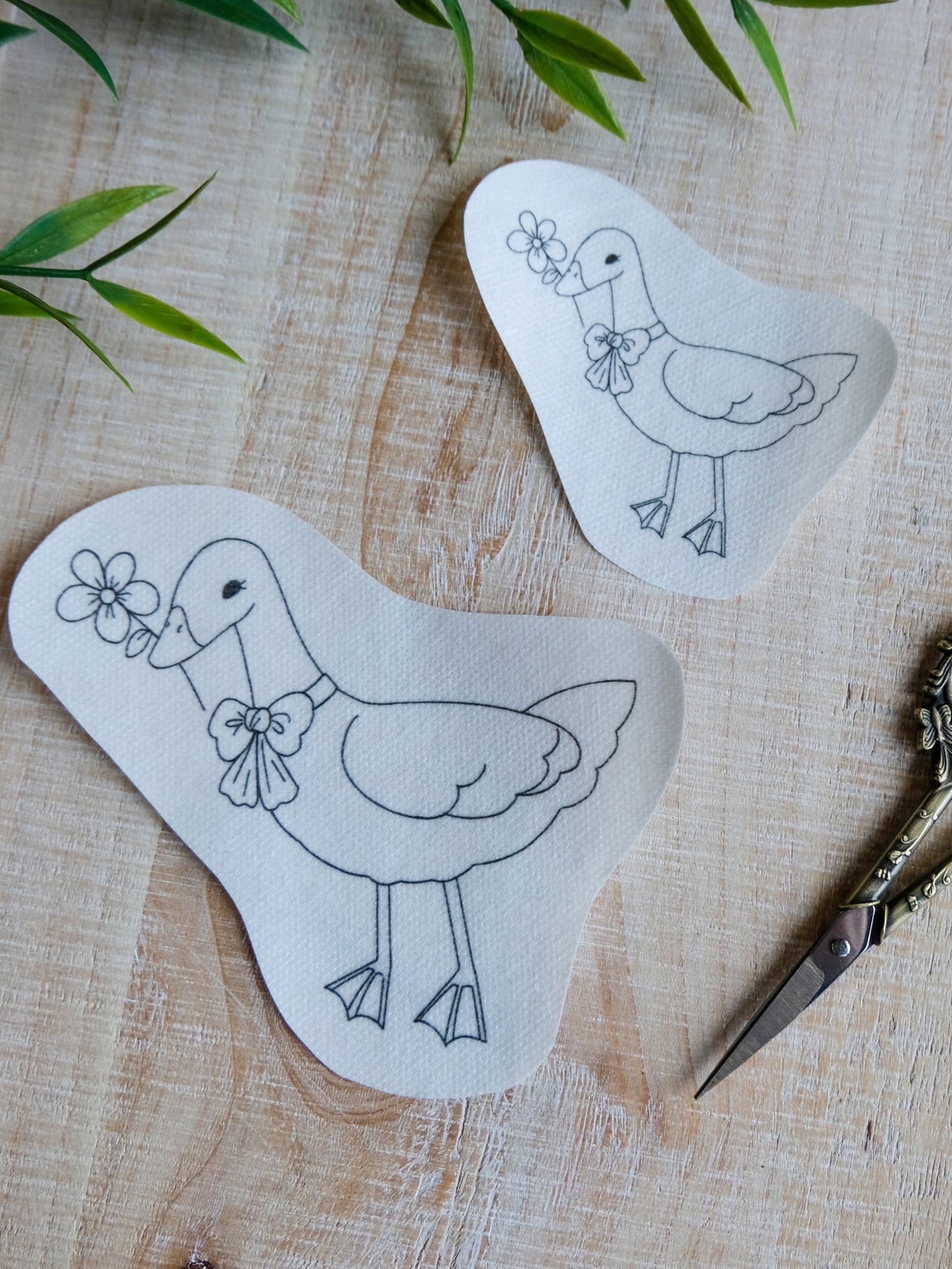 DIY Stick and Stitch Bow Duck Large Embroidery Stickers