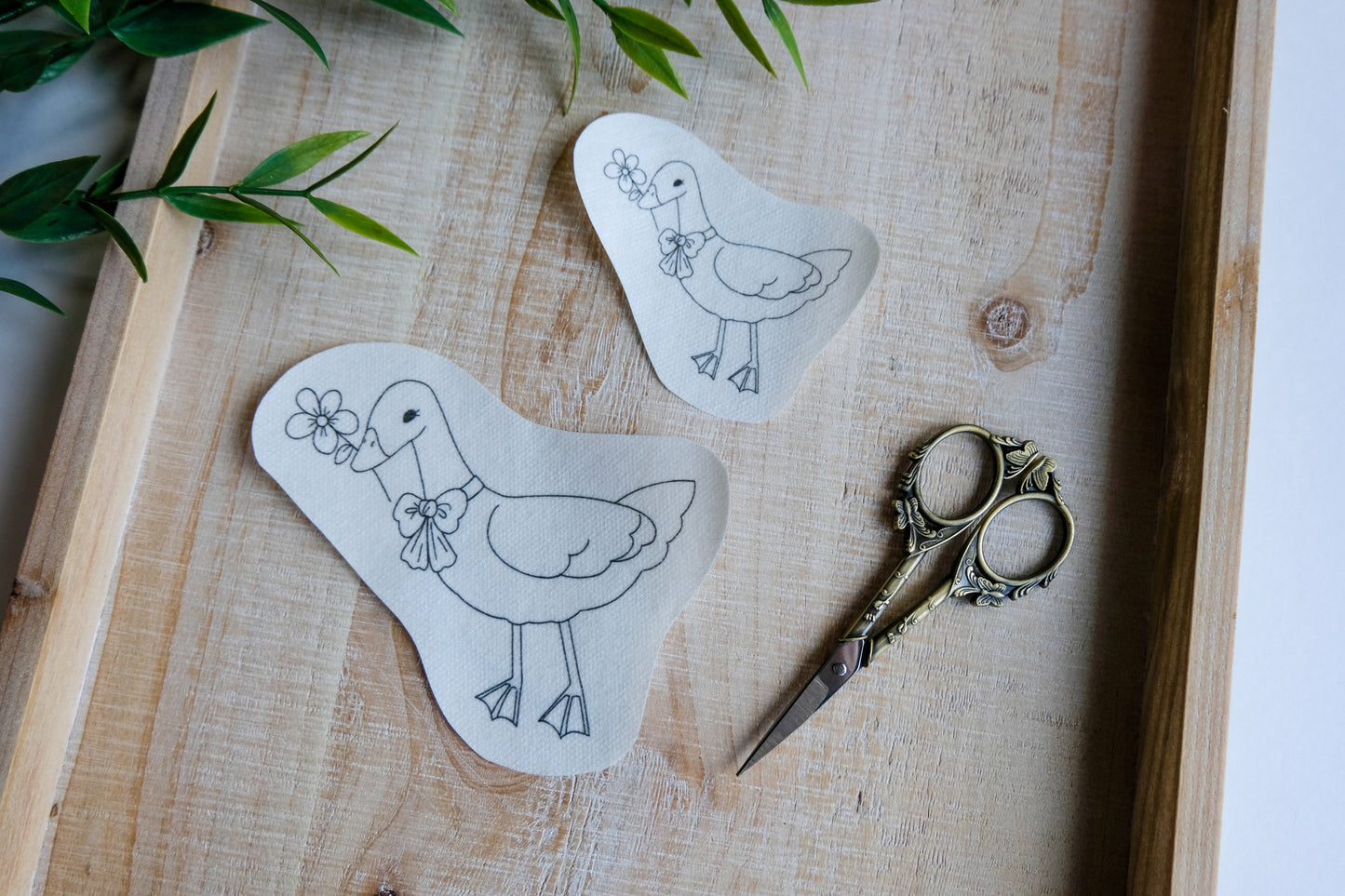 DIY Stick and Stitch Bow Duck Large Embroidery Stickers