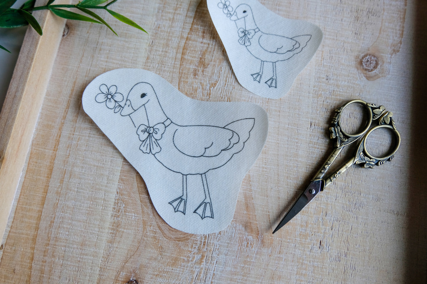 DIY Stick and Stitch Bow Duck Large Embroidery Stickers
