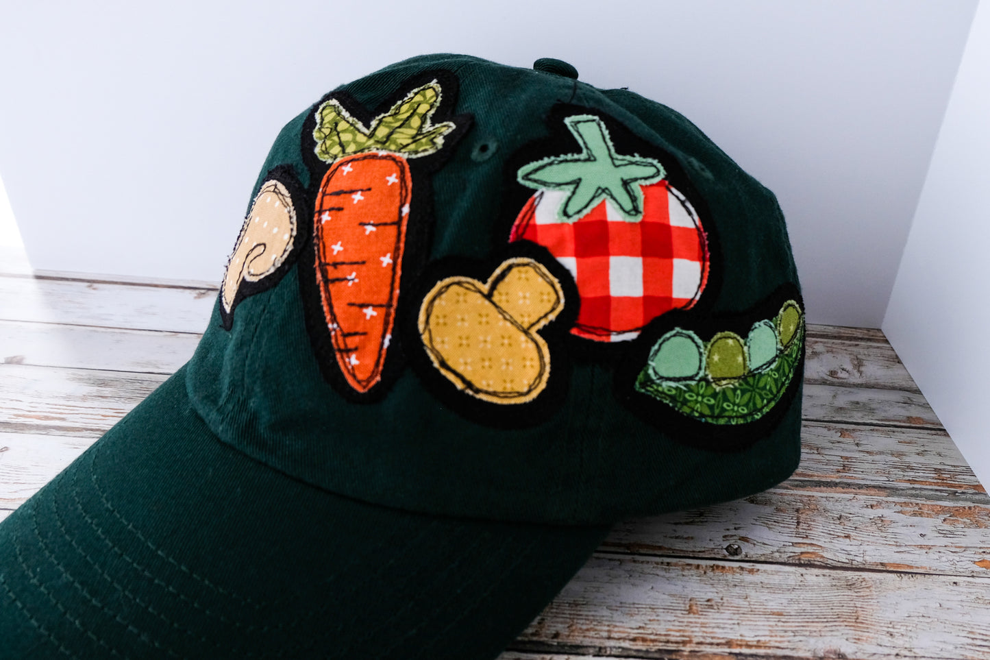 Veggie Baseball Hat in Hunter Green | Handmade Applique