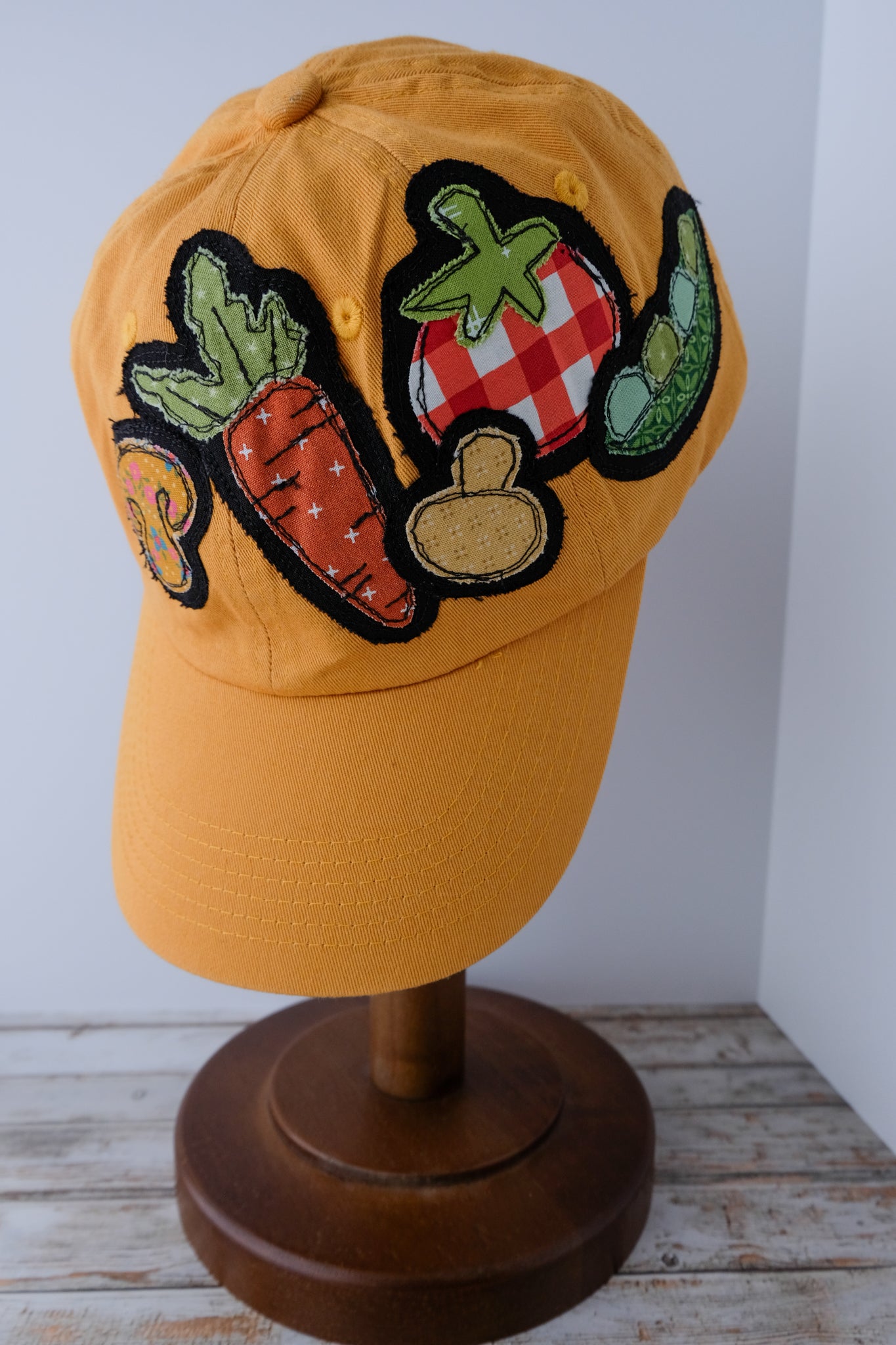 Veggie Baseball Hat in Gold | Handmade Applique