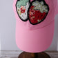 Strawberry Baseball Hat in Pink | Handmade Applique