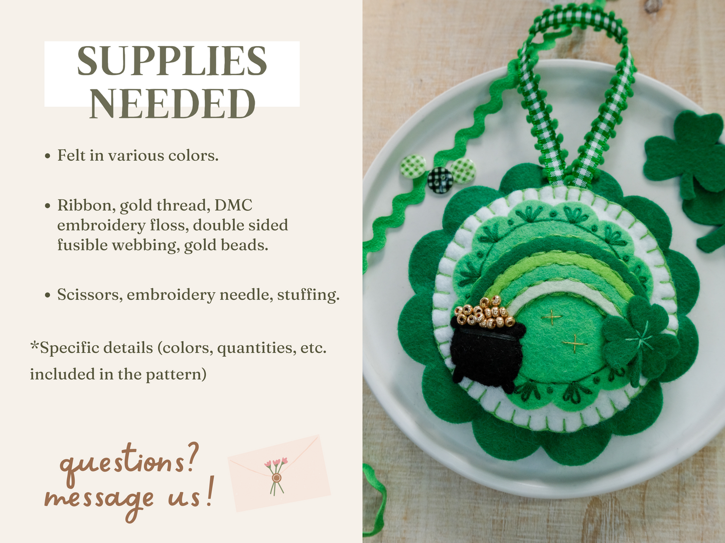 PDF Felt Pattern Pot of Gold Ornament