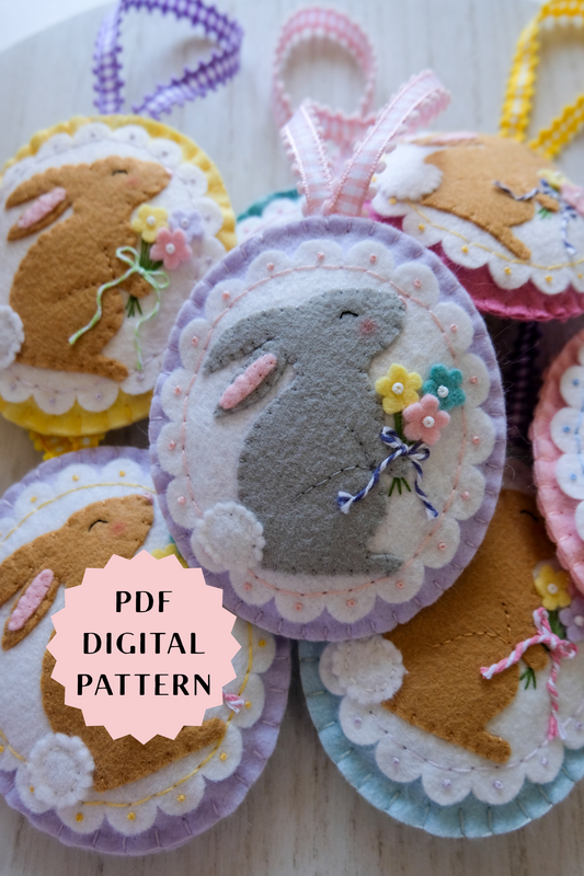 PDF Pattern Felt Bouquet Bunny Ornament