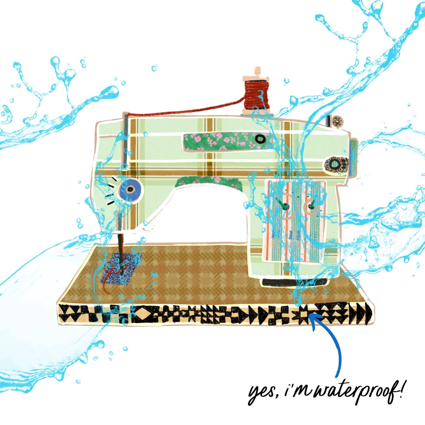 Retro Sewing Machine Vinyl Sticker - Green