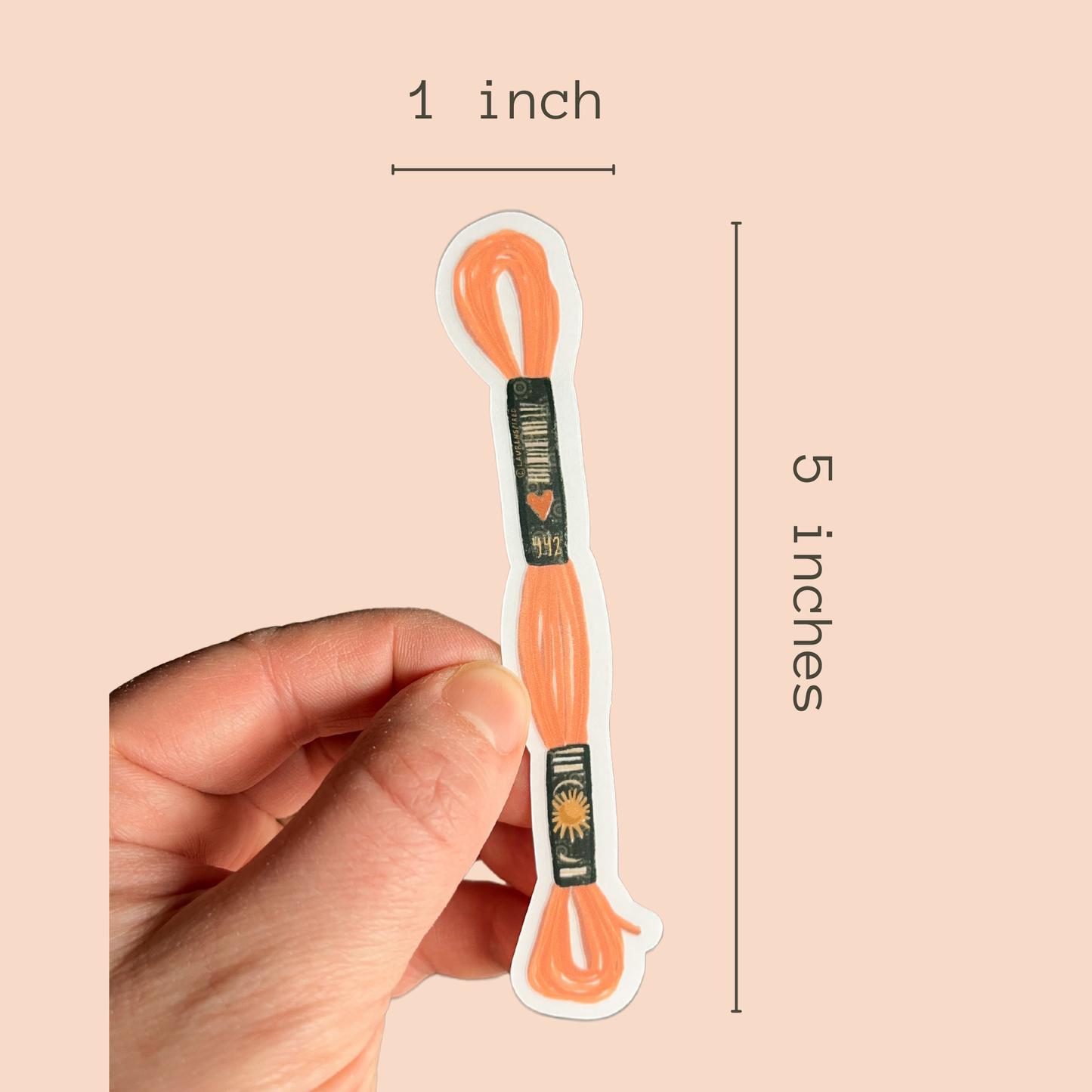 Embroidery Floss Vinyl Sticker - Peachy Pink